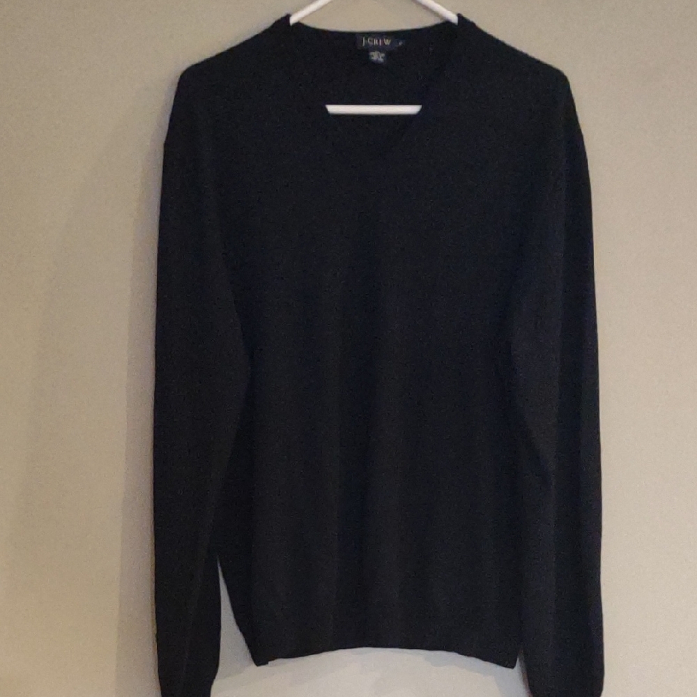 J. Crew Men's‎ xlg Merino Wool V-neck Black Sweater